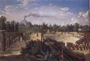 Jakob Philipp Hackert View of the Ruins of the Antique Theatre of Pompei oil on canvas